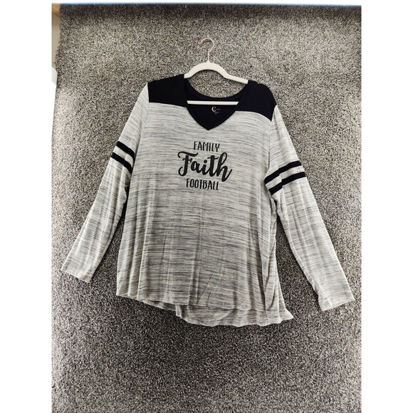 C Est 1946 Gray Black Family Faith Football Xl Blouse 7.6589 - Picture 1 of 6